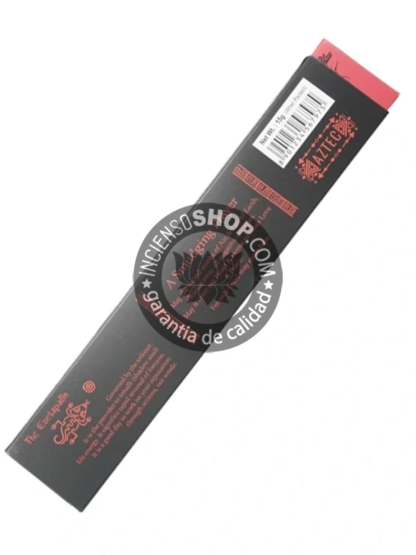 2Incienso Étnico Sangre de Dragón Banjara producto por detrás, se visualizan los detalles de la caja; la Sangre de Dragón es un potente protector, purificador y potenciador de la magia y la buena suerte.