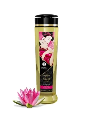Aceite de masaje dulce de loto Shunga aroma floral suave y envolvente que hidrata la piel relaja la mente y potencia la sensualidad en masajes íntimos o de bienestar