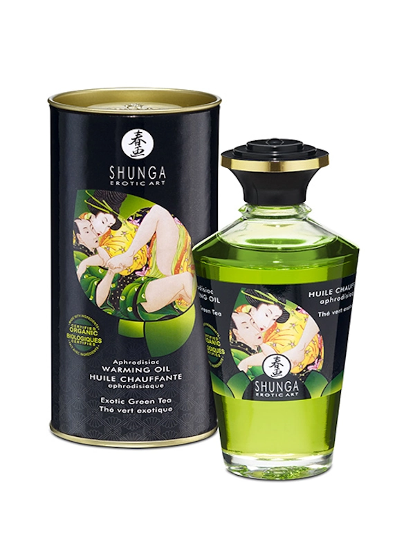 Aceite de masaje Exotic Te Verde Te verde exotico efecto calor de Shunga de 100ml Contenido ofrecido por Incenseshop