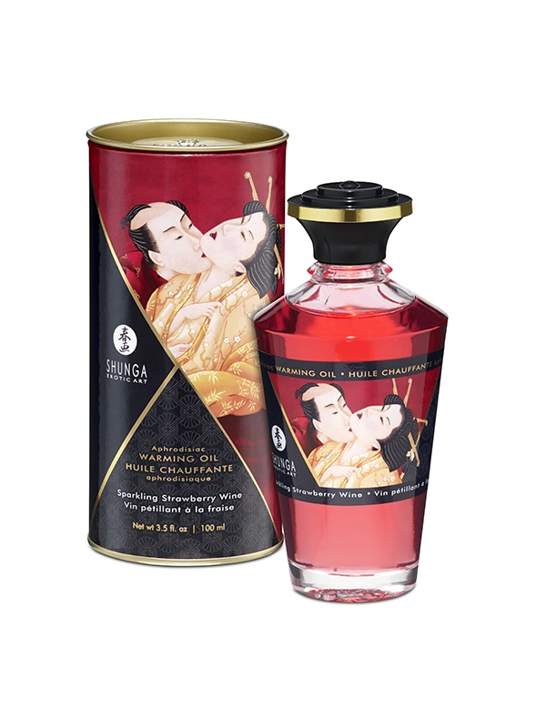 Aceite de masaje Sparkling Strawberry Wine Vino espumoso de fresa efecto calor de Shunga de 100ml