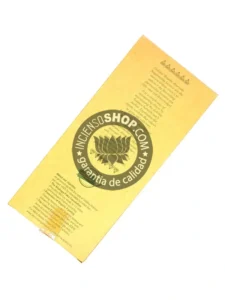 Caja Incienso Goloka Ayurvédico Nagarmota vista trasera incienso con un aroma potente amaderado y terroso conocido en Ayurveda por sus propiedades digestivas calmantes y purificadoras utilizado para estabilizar la mente y el cuerpo