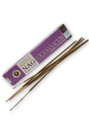 Incienso Golden Nag Yoga Healing aroma suave floral y herbal ideal para prácticas de yoga sanación energética y equilibrio interior