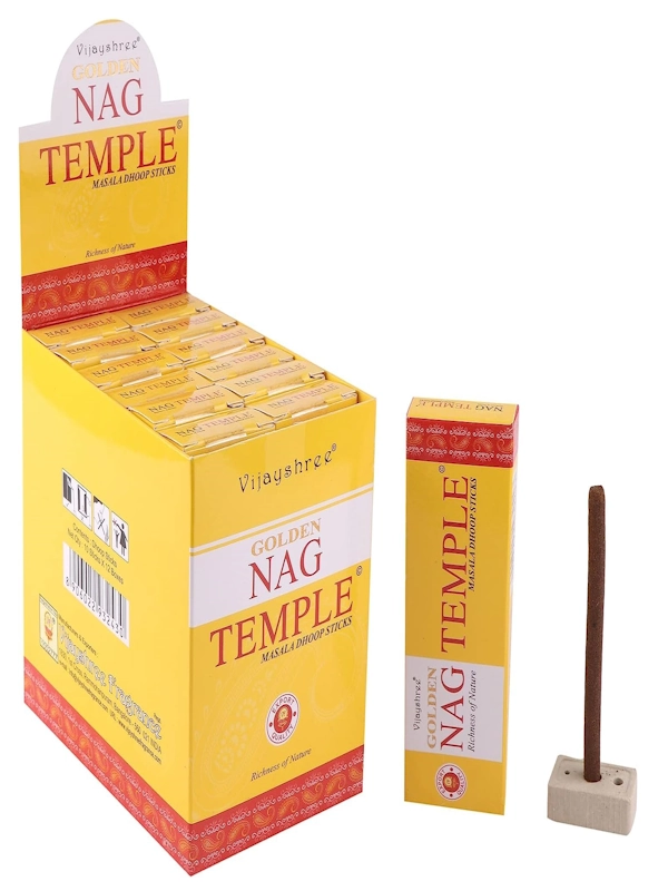 Portada-Caja-Incienso-dhoop-stick-Temple-Golden-Nag-Masala-organico-de-Vijayshree-Contenido-ofrecido-por-INCIENSOSHOP