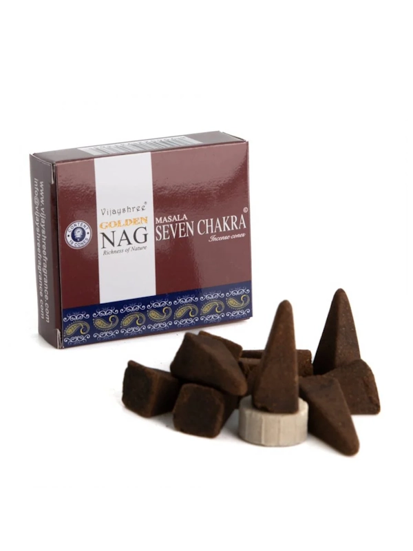 Portada-Conos-de-incienso-Piramidal-Seven-Chakras-Masala-tradicionales-y-organicos-de-la-gama-Golden-Nag-Unidades-Contenido-ofrecido-por-Inciensoshop