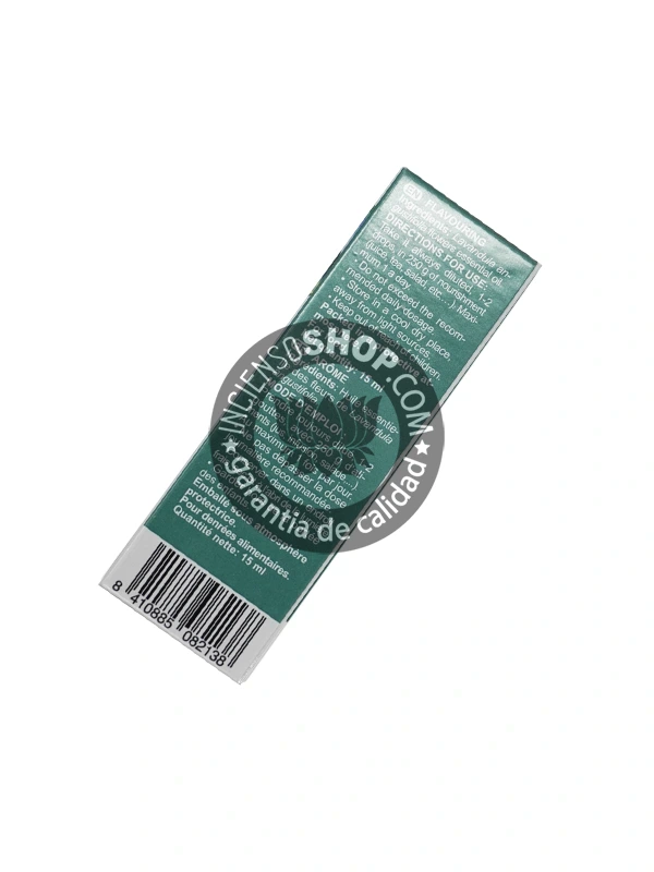 Aceite esencial de Lavanda Marnys caja vista por detrás mostrando el reverso del empaque con la descripción e información del producto aroma floral fresco y dulce con matices herbáceos ideal para la relajación el equilibrio la calma la ayuda al sueño y el bienestar emocional.