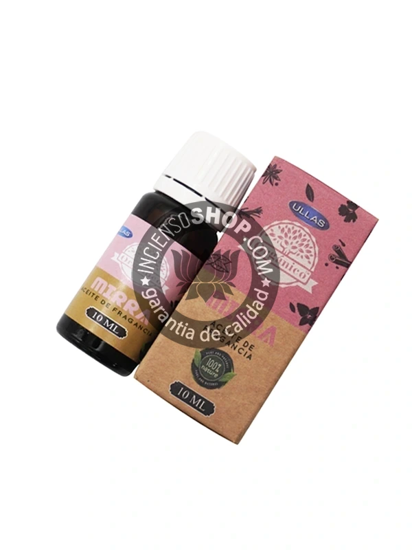 Aceite Mirra de Ullass caja y botella unidad aroma profundo y terroso que ayuda en la introspección la conexión con el plano espiritual y el desarrollo de la intuición excelente para prácticas meditativas avanzadas