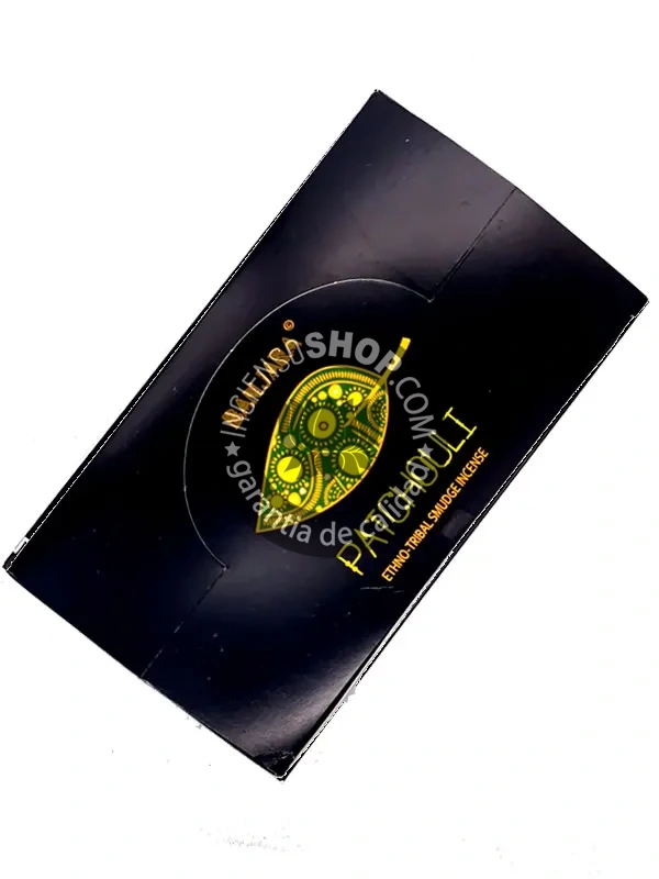 Caja portada de incienso étnico Banjara pachulí aroma terroso dulce y sensual utilizado en rituales de enraizamiento atracción de prosperidad y equilibrio emocional