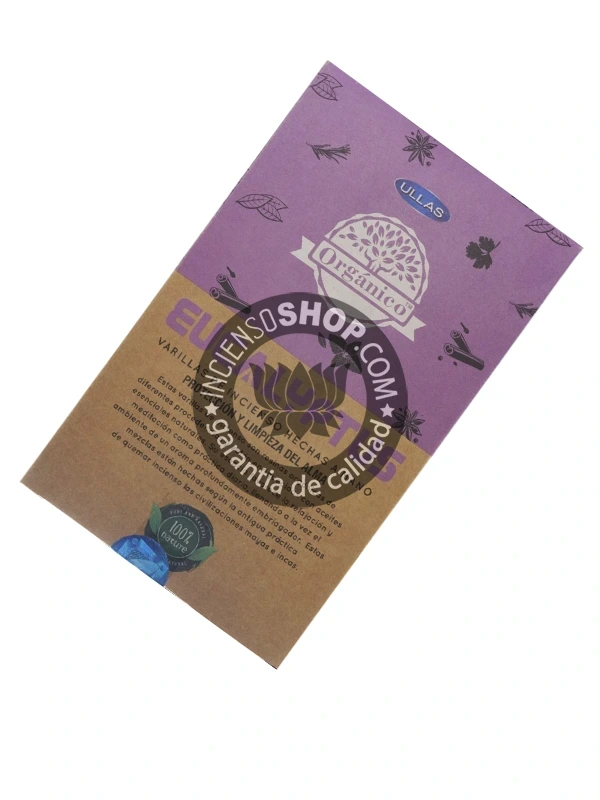 Caja de incienso Ullas Eucalipto varillas tridi aroma fresco mentolado y purificante ideal para respiración clara limpieza energética y bienestar respiratorio