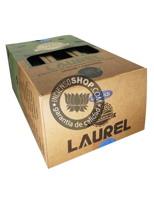 Caja de incienso Ullas Laurel tumbada aroma fresco herbal y purificante ideal para claridad mental limpieza energética y rituales de armonía