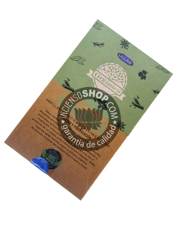 Caja de incienso Ullas Laurel vista trasera aroma fresco herbal y purificante ideal para claridad mental limpieza energética y creación de ambientes equilibrados