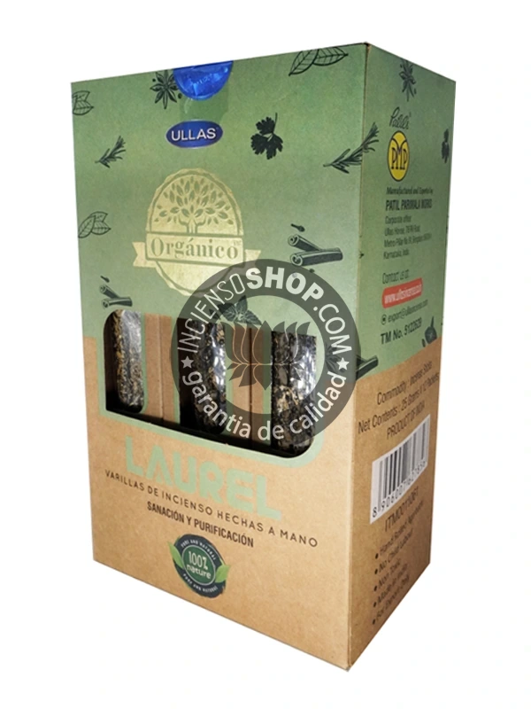 Caja de incienso Ullas Laurel varillas tridi aroma fresco herbal y purificante ideal para claridad mental limpieza energética y rituales de armonía