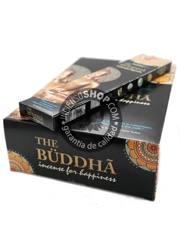 Caja Goloka Black Buddha detalle aroma intenso y sagrado diseñado para profundizar la práctica espiritual la introspección y la limpieza de energías negativas promueve un estado mental sereno