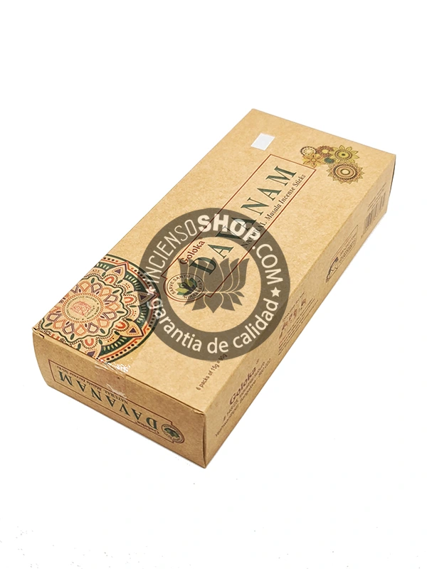 Caja de incienso orgánico Goloka Davanam aroma floral dulce y ligeramente especiado tradicional en rituales hindúes para atraer prosperidad armonizar el entorno y elevar la energía espiritual