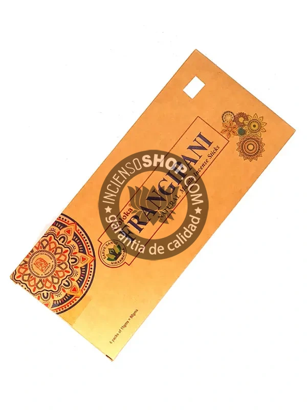 caja goloka frangipani incienso organico contenido ofrecido por Incenseshop