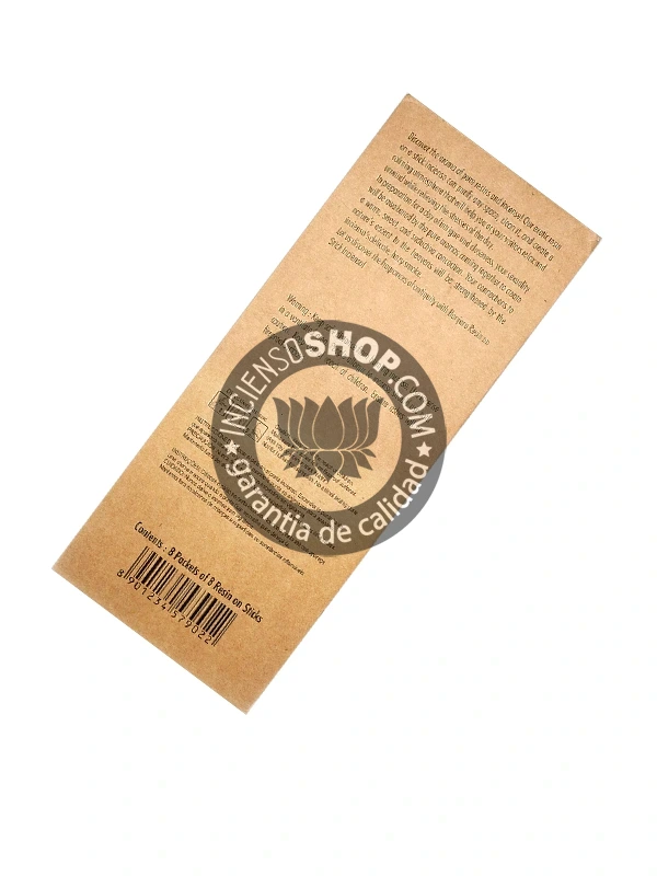 Caja de incienso Banjara Ritual Resin Palo Santo vista lateral aroma maderoso fresco y purificante ideal para limpieza energética protección espiritual y equilibrio interior
