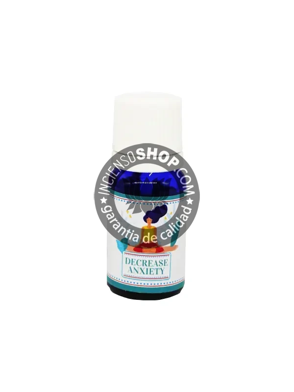 Esencia ayurvédica ansiedad botella aroma suave floral y balsámico con notas relajantes ideal para aliviar el estrés calmar la mente y restaurar el equilibrio emocional en momentos de tensión
