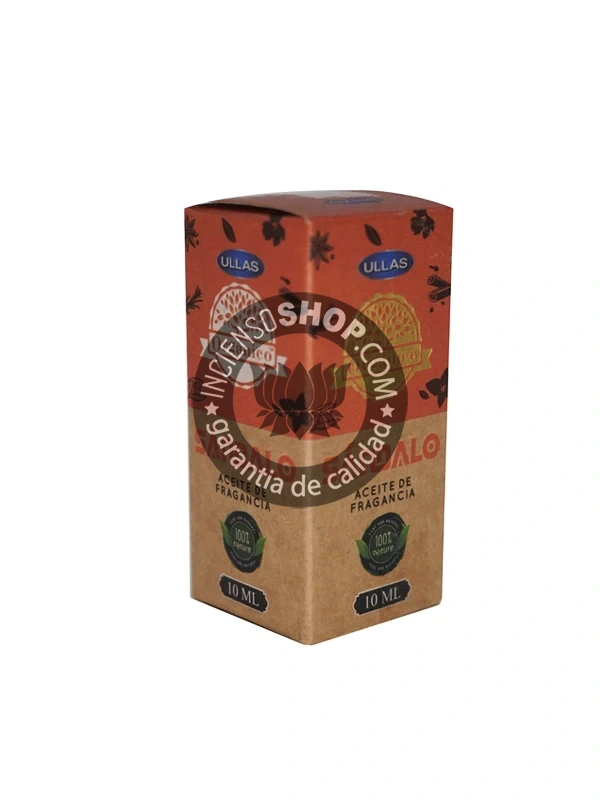 Esencia Sándalo de Ullass caja de pie aroma dulce cremoso y amaderado que calma la mente promueve la meditación profunda y potencia la conexión espiritual ideal para rituales de paz y serenidad