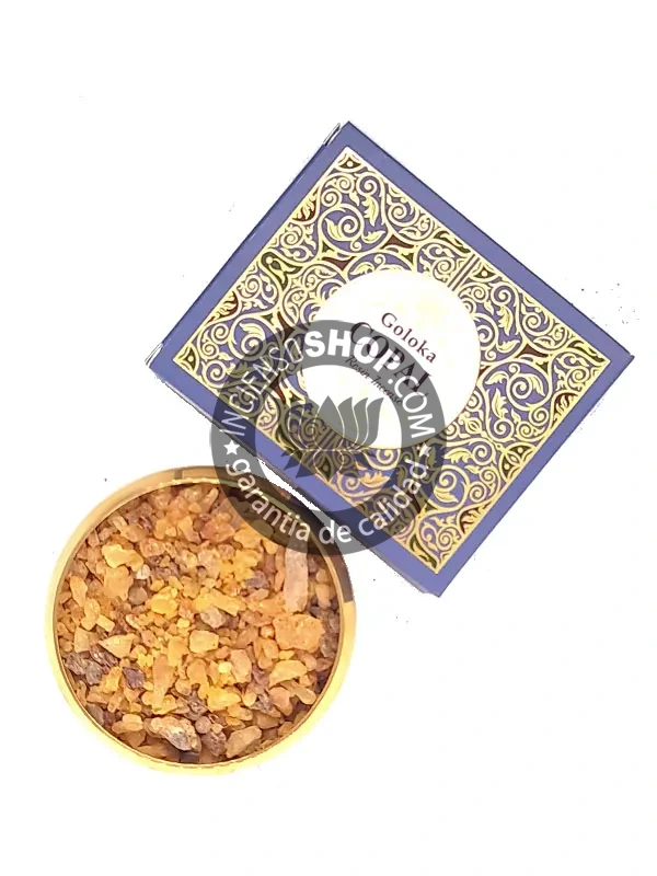 Resina de copal Goloka aroma dulce resinoso y ancestral utilizada en ceremonias espirituales para purificación energética elevación de la vibración y conexión con lo divino