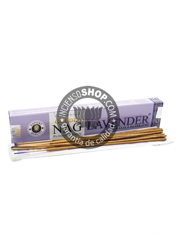 Incienso Golden Nag Lavanda Vijayshree unidad con unidad copia aroma floral suave y calmante que reduce el estrés facilita el sueño reparador y promueve la paz interior ideal para rituales de relajación y equilibrio emocional