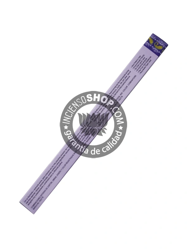 Incienso Golden Nag Lavanda Vijayshree unidad vista lateral copia aroma floral suave y calmante que reduce el estrés facilita el sueño reparador y promueve la paz interior ideal para rituales de relajación y equilibrio emocional