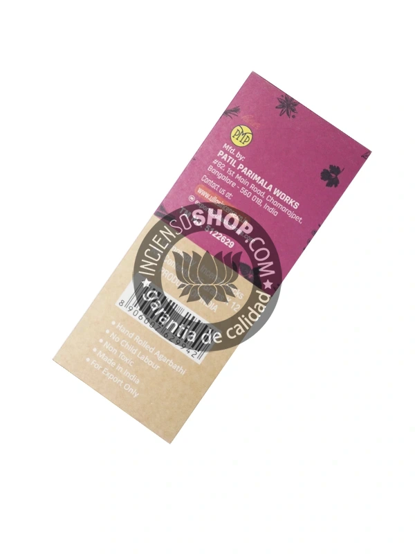 Incienso Orgánico Ullas Romero caja vista de lado aroma herbal estimulante y fresco ideal para la limpieza energética la purificación de espacios la atracción de la buena suerte y para mejorar la concentración y la memoria