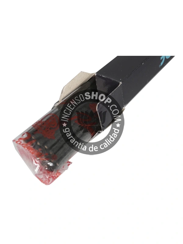 Incienso Padmini Spiritual Guide caja hexagonal vista de lado con el empaque parcialmente abierto mostrando los palitos de incienso aroma dulce suave y ligeramente floral ideal para la meditación la introspección y la búsqueda espiritual.