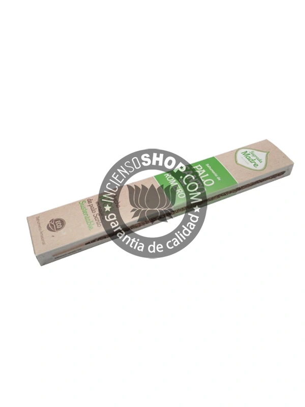Caja de incienso palo santo y romero Sagrada Madre aroma herbal fresco con notas maderosas y cítricas ideal para purificación energética claridad mental y protección espiritual en rituales ancestrales