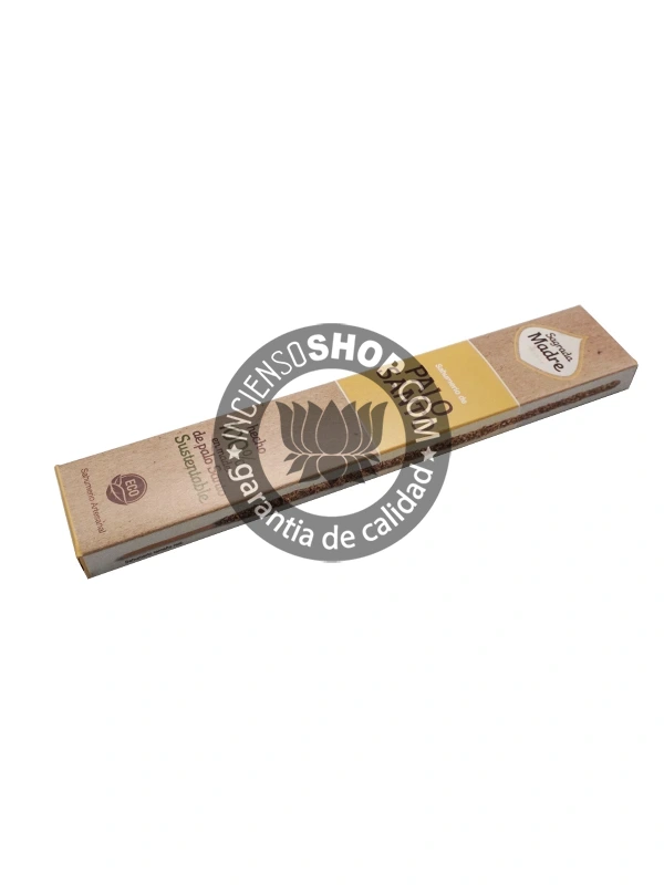 Caja de incienso palo santo Sagrada Madre aroma fresco cítrico y maderoso ideal para limpieza energética protección espiritual y creación de ambientes sagrados en rituales de sanación