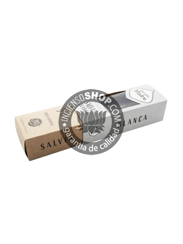 Caja de sahumerio salvia blanca línea hierbas aroma herbal intenso y purificador ideal para limpieza energética eliminación de vibraciones negativas y restauración del equilibrio espiritual en rituales ancestrales