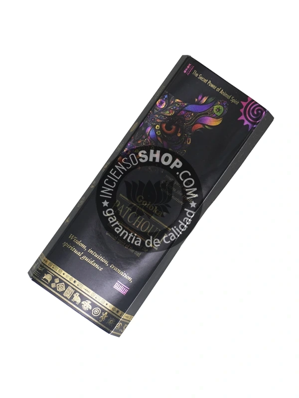 Shot de incienso buho pachuli orgánico Animal Spirit de Goloka agarbatti masala unidad 20g