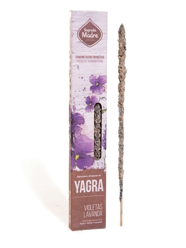Incienso yagra, violetas y lavanda de Sagrada Madre hecho a mano con amor en Argentina unidad de 20g