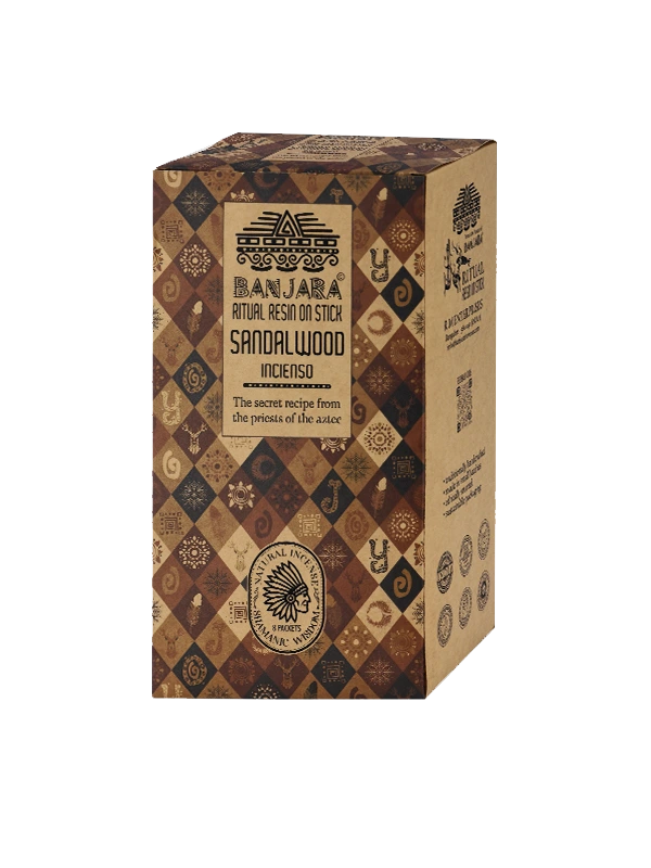 Incienso de sandalwood ritual resin orgánico de Banjara agarbatti masala en caja 8 unidades de 25g
