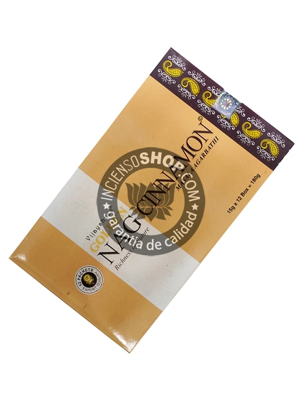 Incienso Golden Nag Cinnamon de Vijayshree Agarbatti Masala en caja de 12 uds de 15g B2B - 50 UD