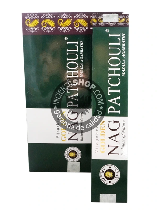 Incienso Golden Nag Patchouli de Vijayshree Agarbatti Masala caja de 12 uds de 15g B2B - Image 3