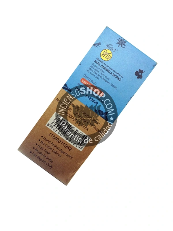 Caja de incienso Ullas Nag Champa vista lateral aroma floral dulce y místico ideal para meditación profunda relajación y creación de ambientes espirituales