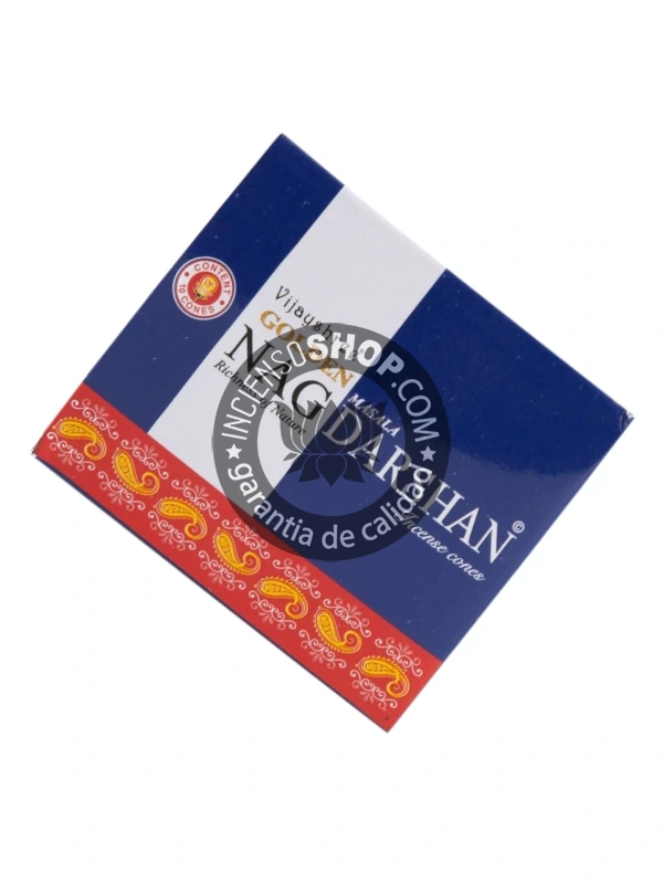 Conos de incienso Piramidal de Darshan Masala tradicionales y organicos de la gama Golden Nag de Vijayshree en caja de 12 uds de 15g