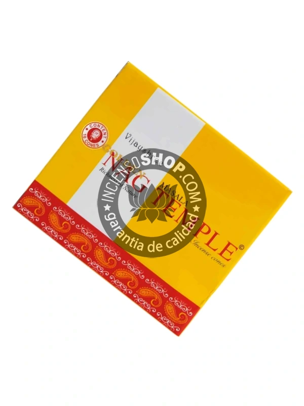 Conos de incienso Piramidal de Temple Masala tradicionales y organicos de la gama Golden Nag de Vijayshree en caja de 12 uds de 15g