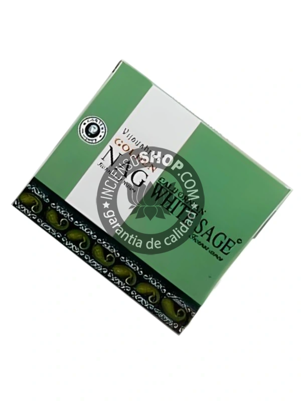 Conos de incienso Piramidal de White Sage Masala tradicionales y organicos de la gama Golden Nag de Vijayshree en caja de 12 uds de 15g