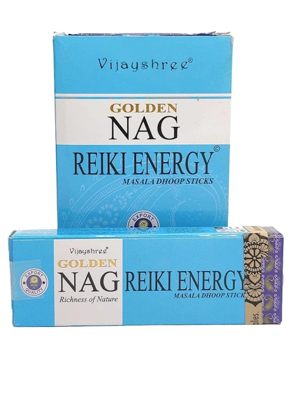 Incienso dhoop stick Reiki Energy Golden Nag Masala orgánico de Vijayshree en caja de 12 uds de 15g