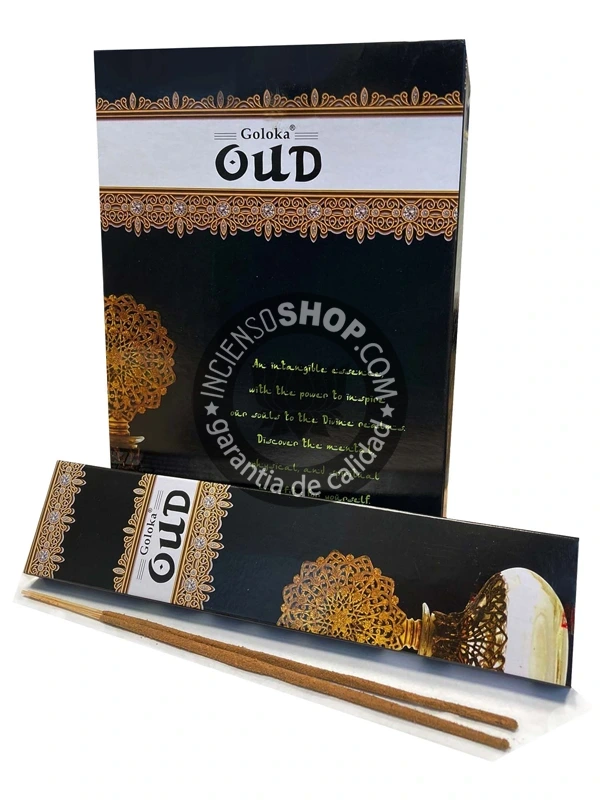Incienso OUD black divine series de Goloka agarbatti masala hecho a mano en caja 12 uds de 15g