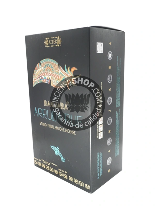 Caja de incienso étnico Banjara con aroma de ruda fragancia herbal intensa y protectora ideal para limpieza energética rituales de protección y equilibrio espiritual