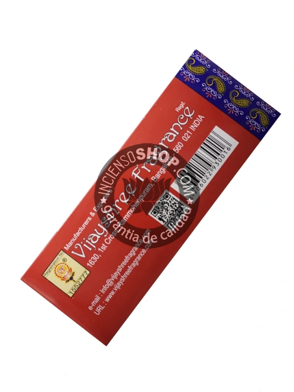 Caja de incienso Golden Nag Champa Vijayshree vista de lado aroma floral dulce y místico ideal para meditación profunda purificación espiritual y ambientes armoniosos