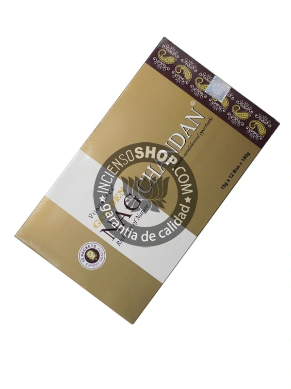 Incienso Golden Nag de Chandan de Vijayshree Agarbatti Masala en caja de 12 uds de 15g