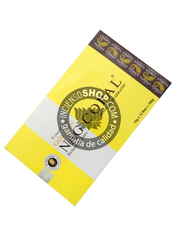 Incienso Golden Nag Copal de Vijayshree orgánico Agarbati Masala en caja de 12 uds de 15g