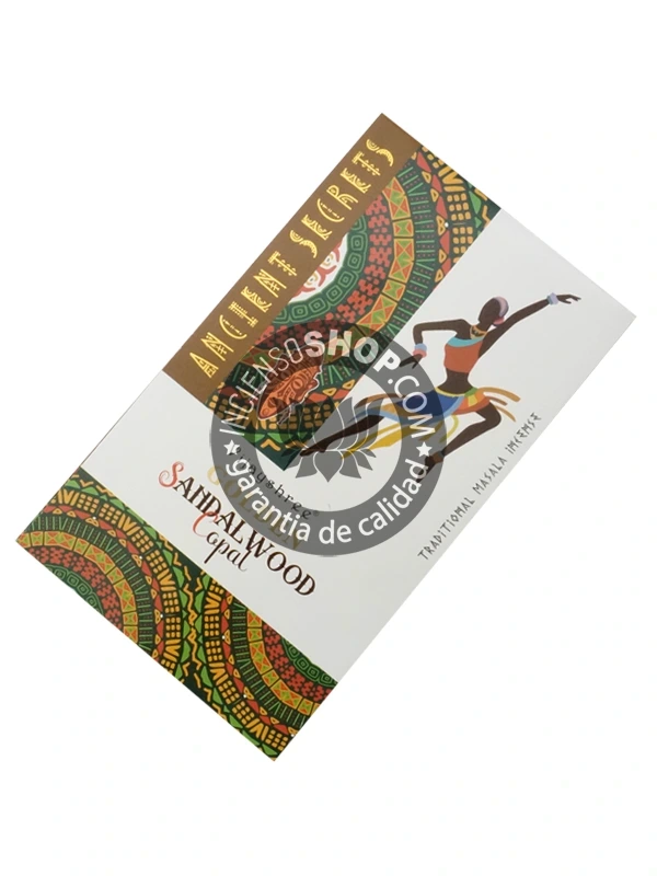 Incienso Copal Sandalwood Golden Ancient Secrets de Vijayshree Agarbati Masala en caja de 12 uds de 15g