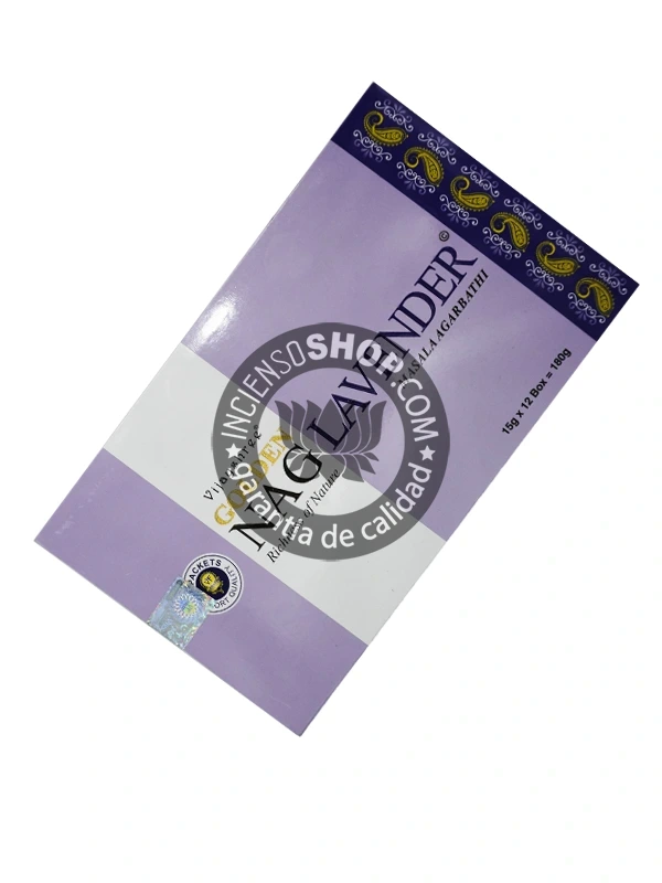 Incienso Golden Nag de Lavanda de Vijayshree Agarbatti Masala caja de 12 uds de 15g B2B - 25 UD