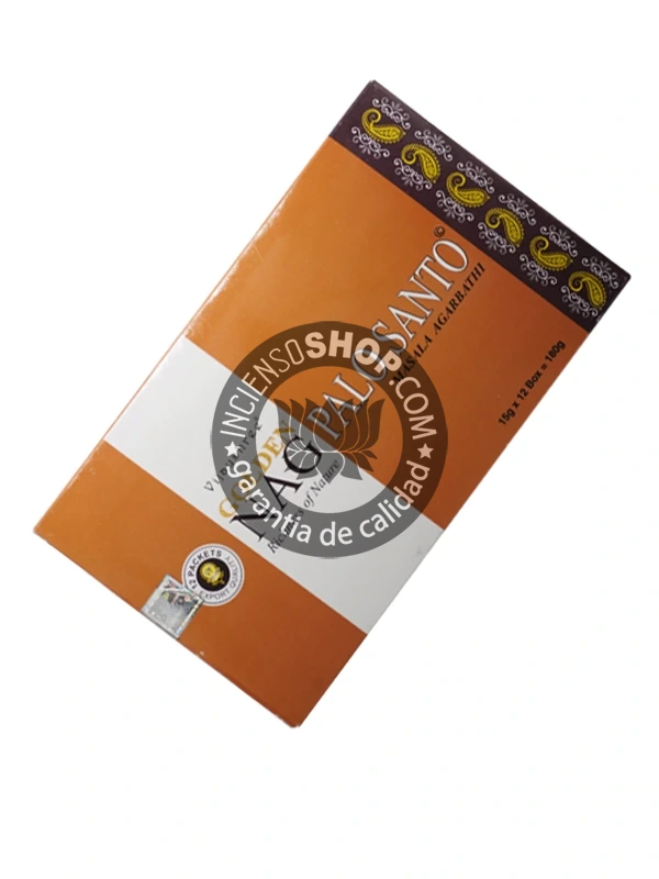 Incienso Golden Nag de Palo Santo de Vijayshree Agarbatti Masala en caja de 12 uds de 15g