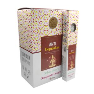 Incienso organico Blissful Blends Anti Depresion de Vijayshree Agarbatti Masala hecho a mano en caja 12 uds B2B - 1 UD