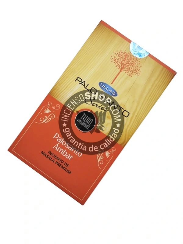 Incienso de palo santo con ambar organico de Ullas agarbatti masala hecho a mano en caja de 12 uds de 15g B2B - 1 UD