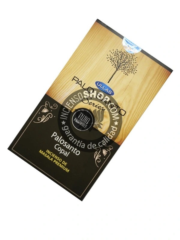 Incienso de Palo Santo con copal organico de Ullas agarbatti masala hecho a mano en caja de 12 uds de 15g